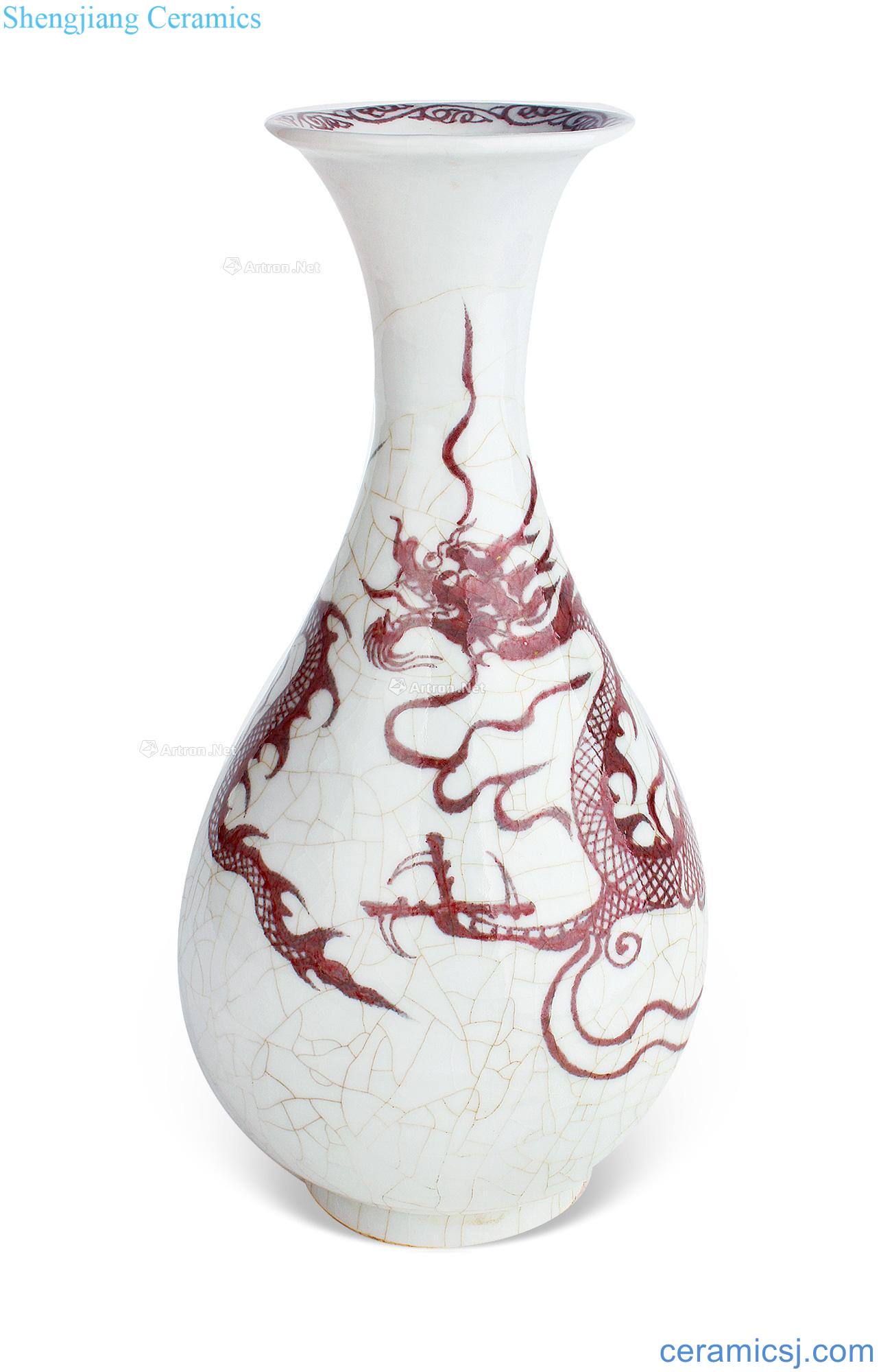 The yuan dynasty Youligong red dragon grain okho spring bottle