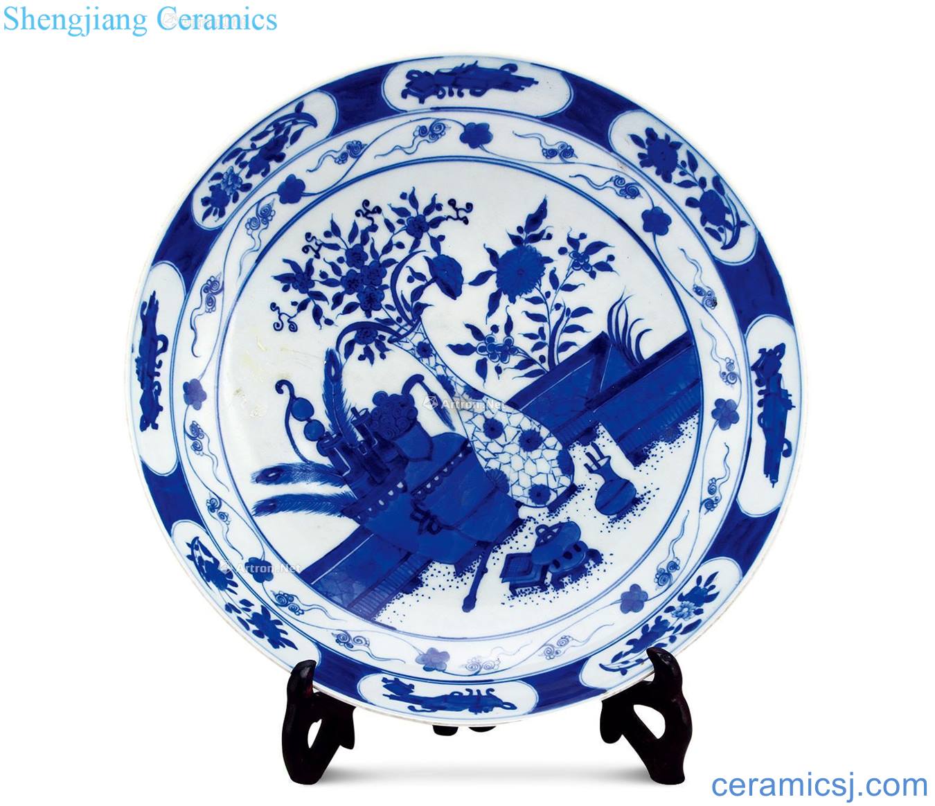 Qing dynasty blue and white flower grain market