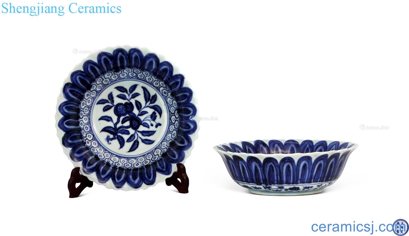 Ming xuande blue banana flower green-splashed bowls