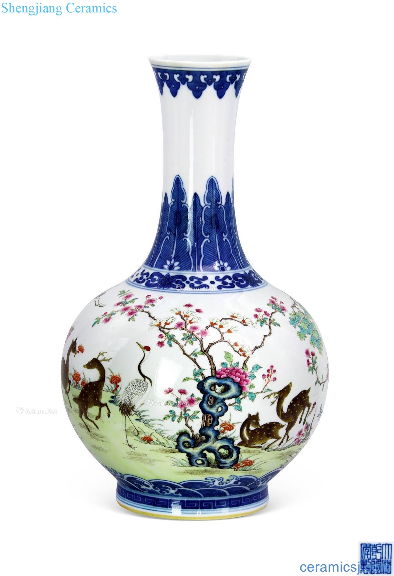 Qing qianlong Blue and white landscape deer head design