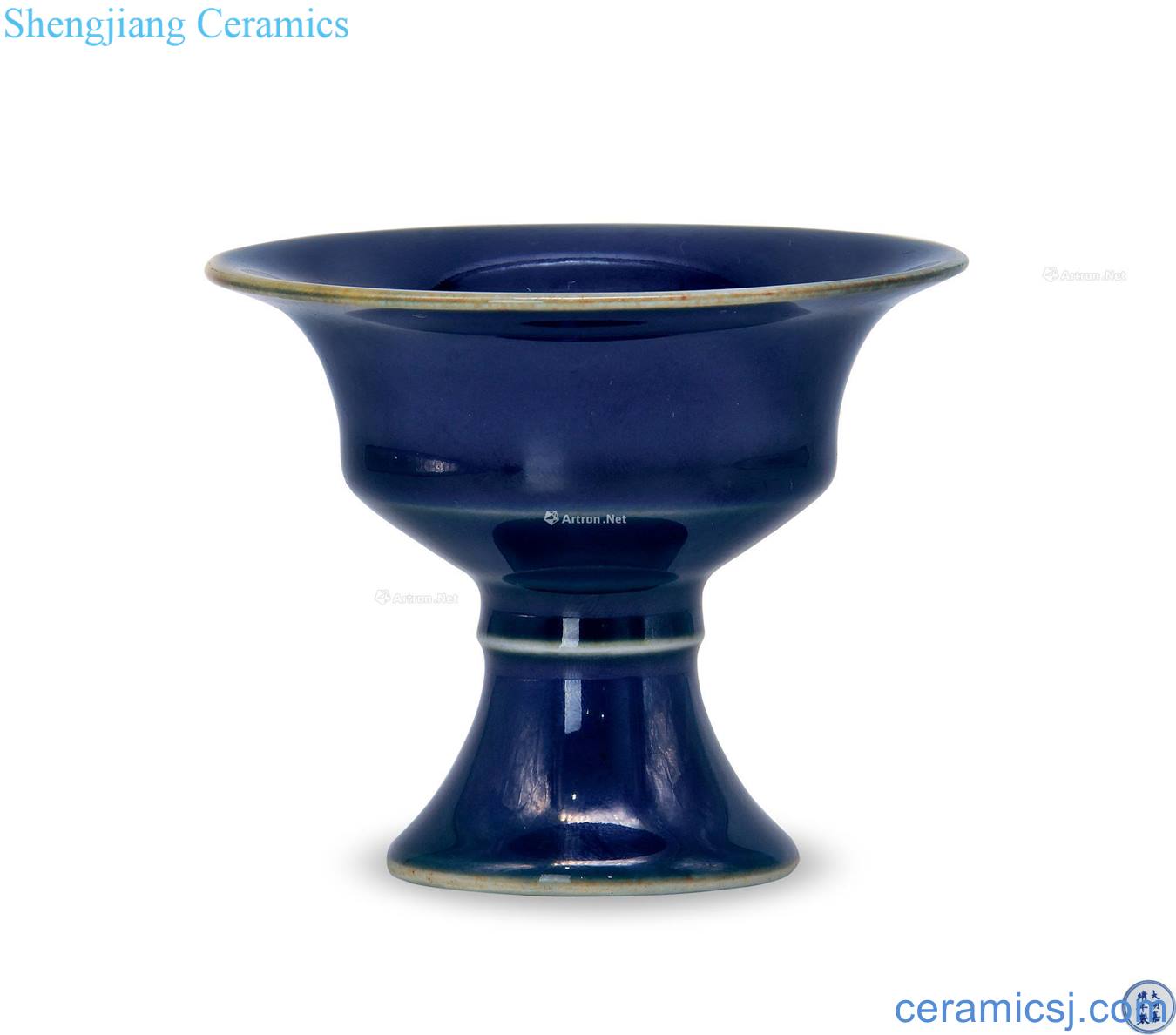 Ming jiajing emperor ji blue glaze footed cup