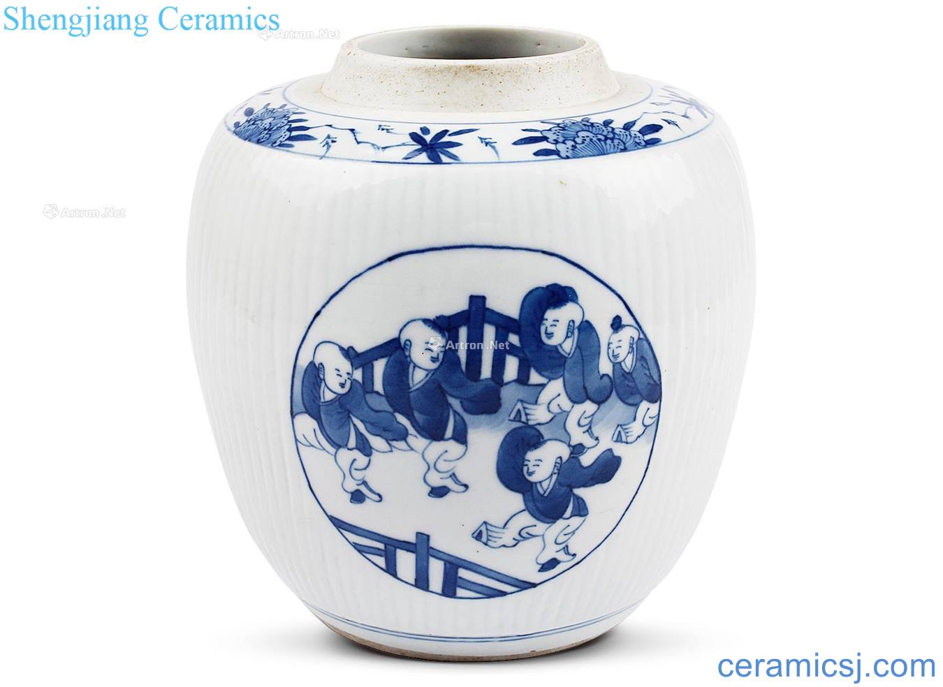In the qing dynasty blue-and-white medallion melon leng YingXiWen cans
