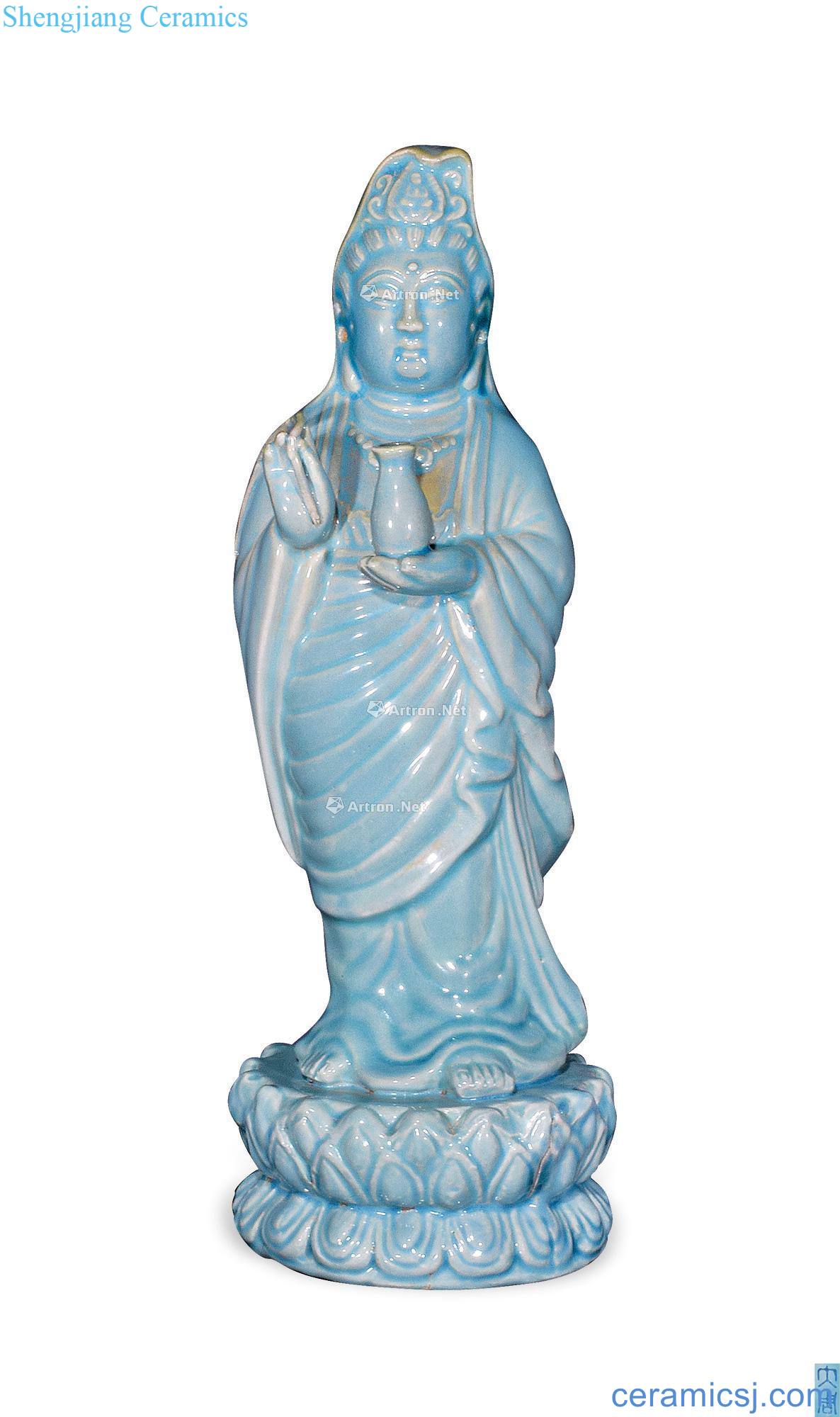 Tang dynasty blue glaze lotus guanyin