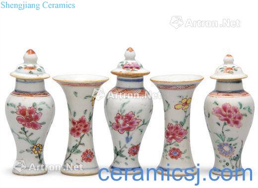 Qing qianlong pastel peony grains bottle (a set of five pieces)