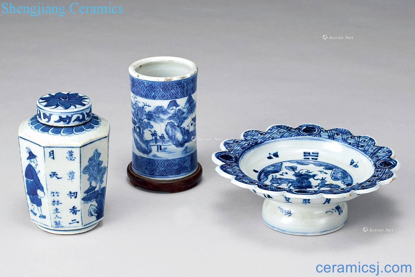 Qing dynasty blue-and-white kwai synchronized to best dish, etc. (3)
