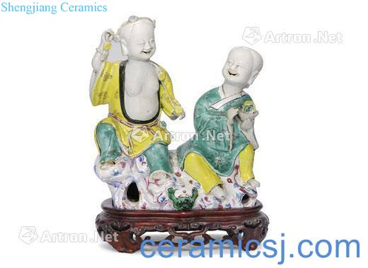 Qing qianlong pastel bang spittor furnishing articles