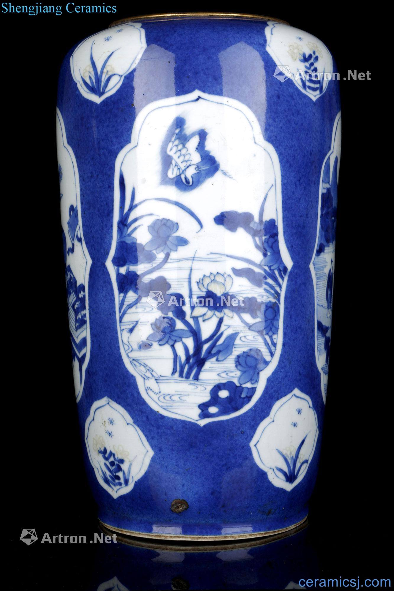 Kangxi porcelain lotus like legs bottle