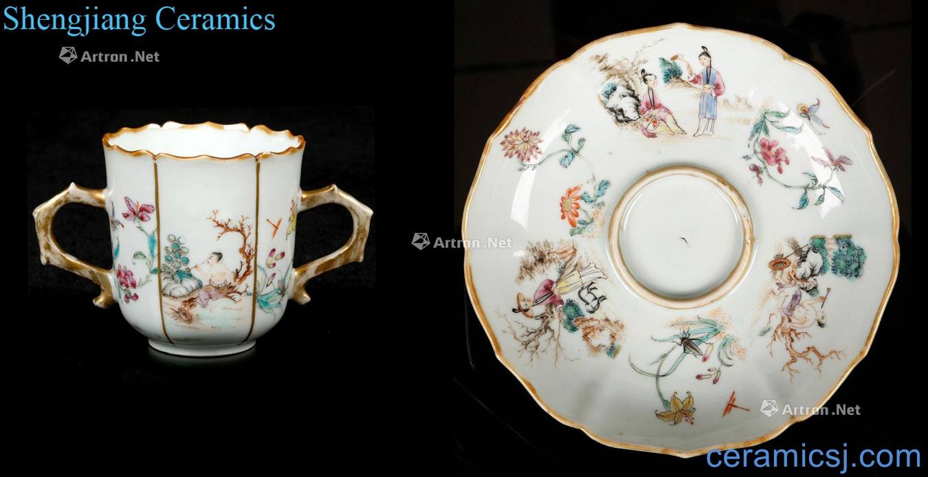 In the qing dynasty Six disc type teacup saucer