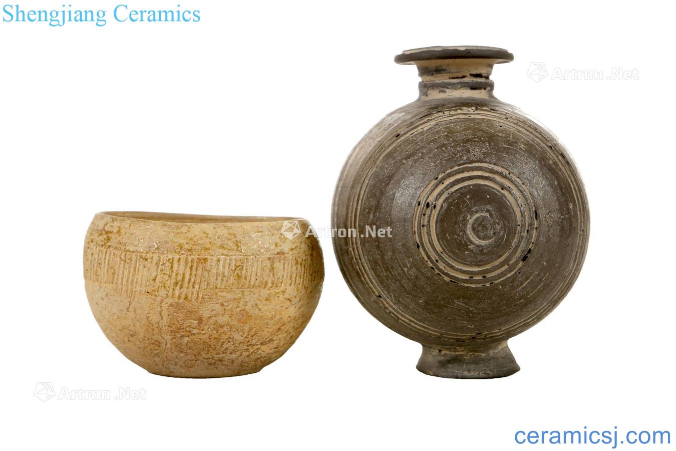 Dynasty, the western han dynasty pottery bowl and black pottery pitcher