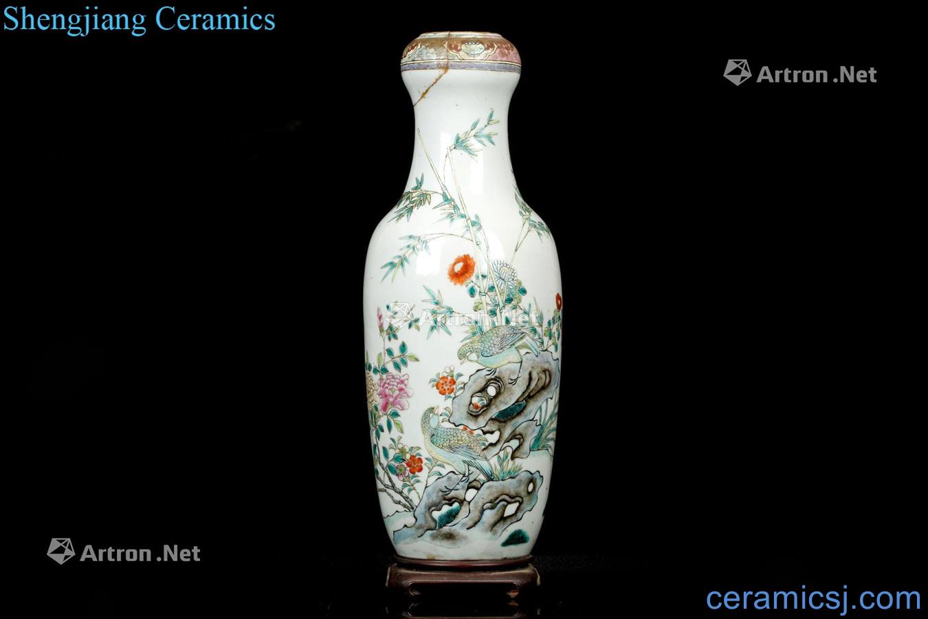 The late qing dynasty painting of flowers and pastel garlic bottles