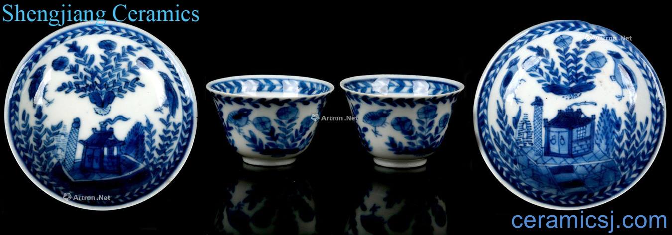 In the qing dynasty Porcelain teacup saucer (two pairs)