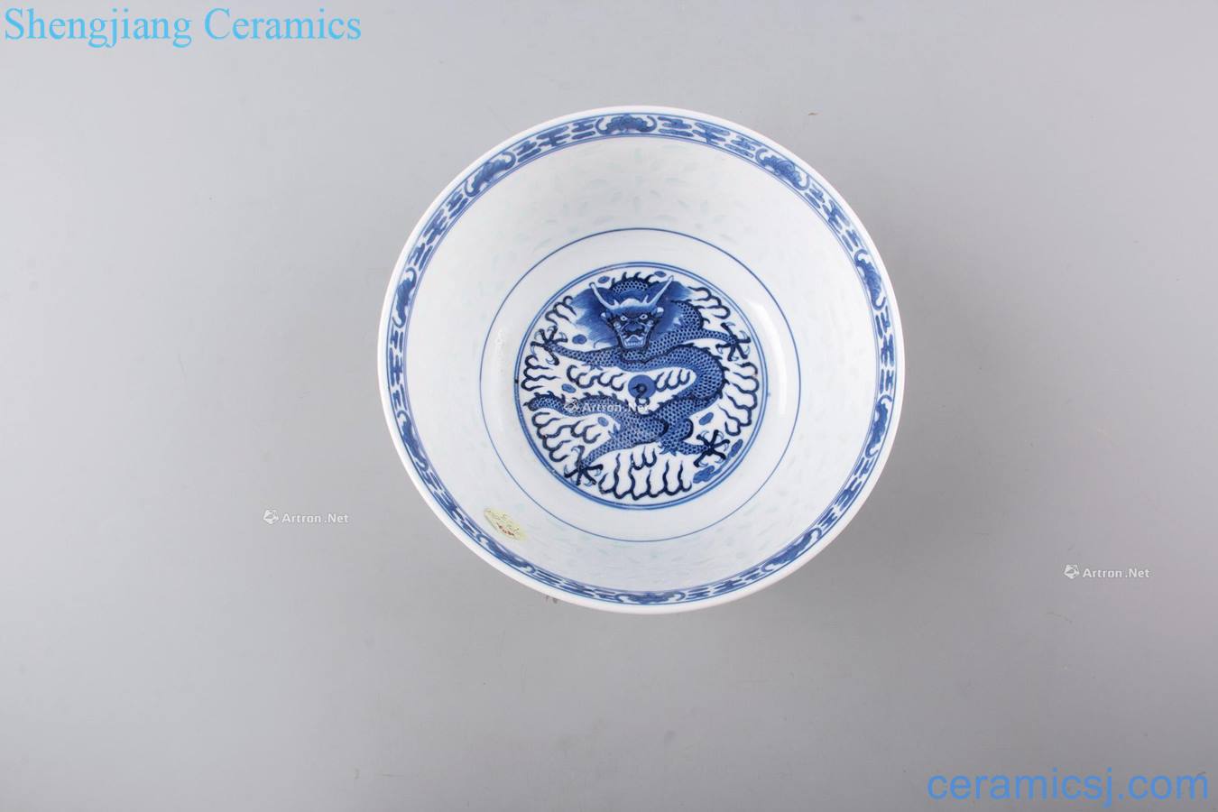 Qing guangxu Blue and white dragon kilns were big bowl