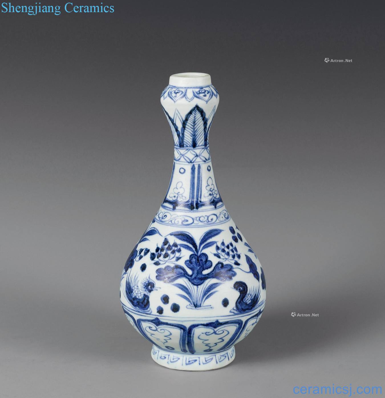 yuan Blue and white yuanyang grain bottle of garlic