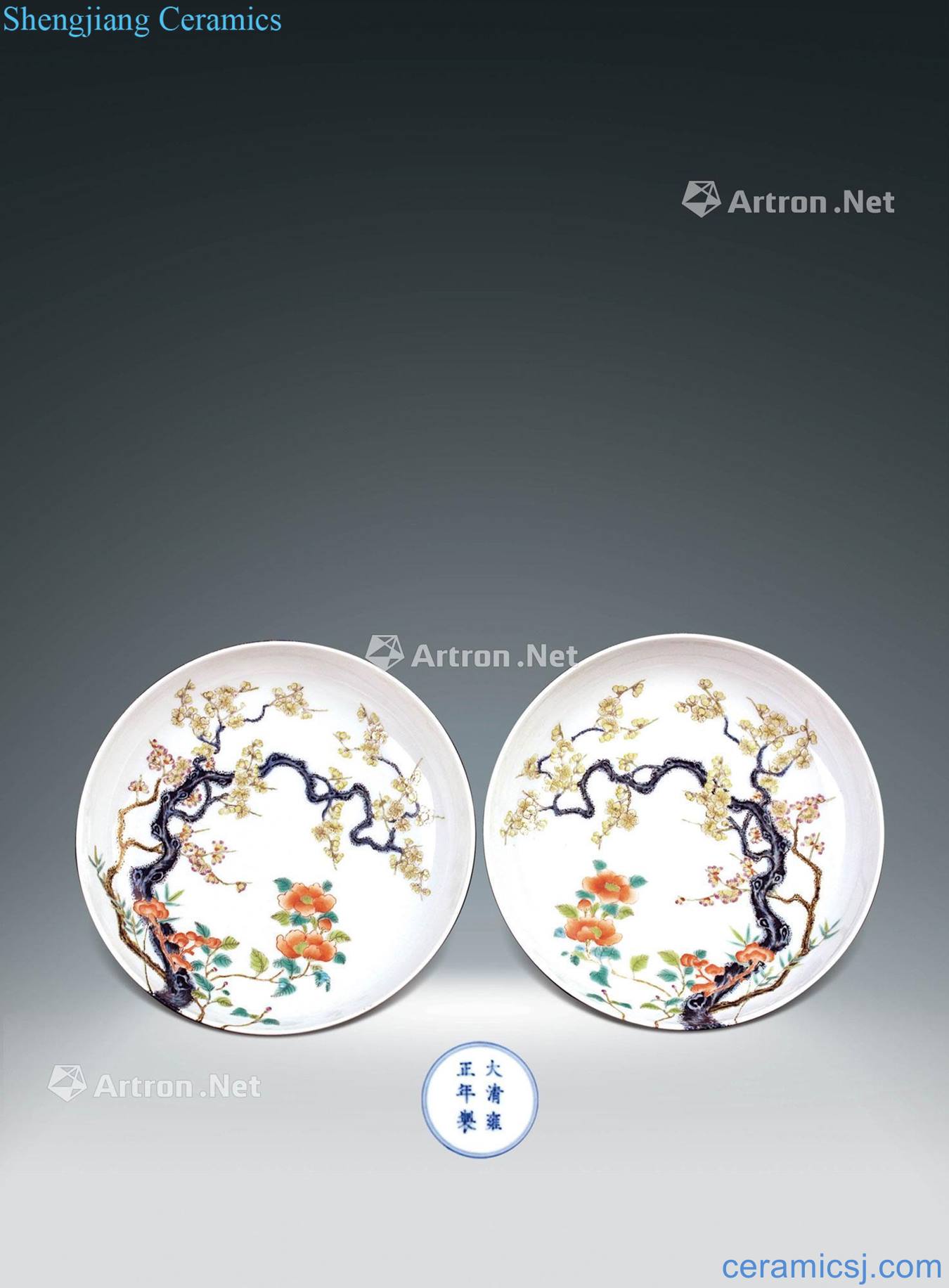 Qing yongzheng pastel wall flower tray (a)