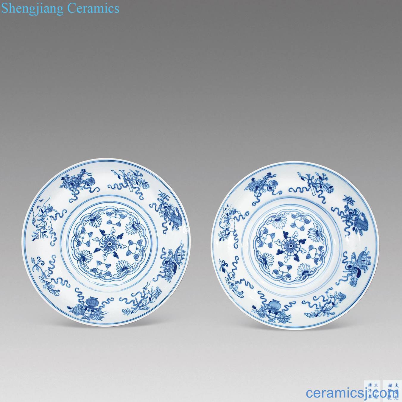 Qing guangxu Blue and white sweet count plate (a)