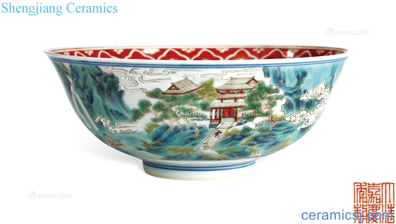 Qing jiaqing pastel jiangxi ten views bowl