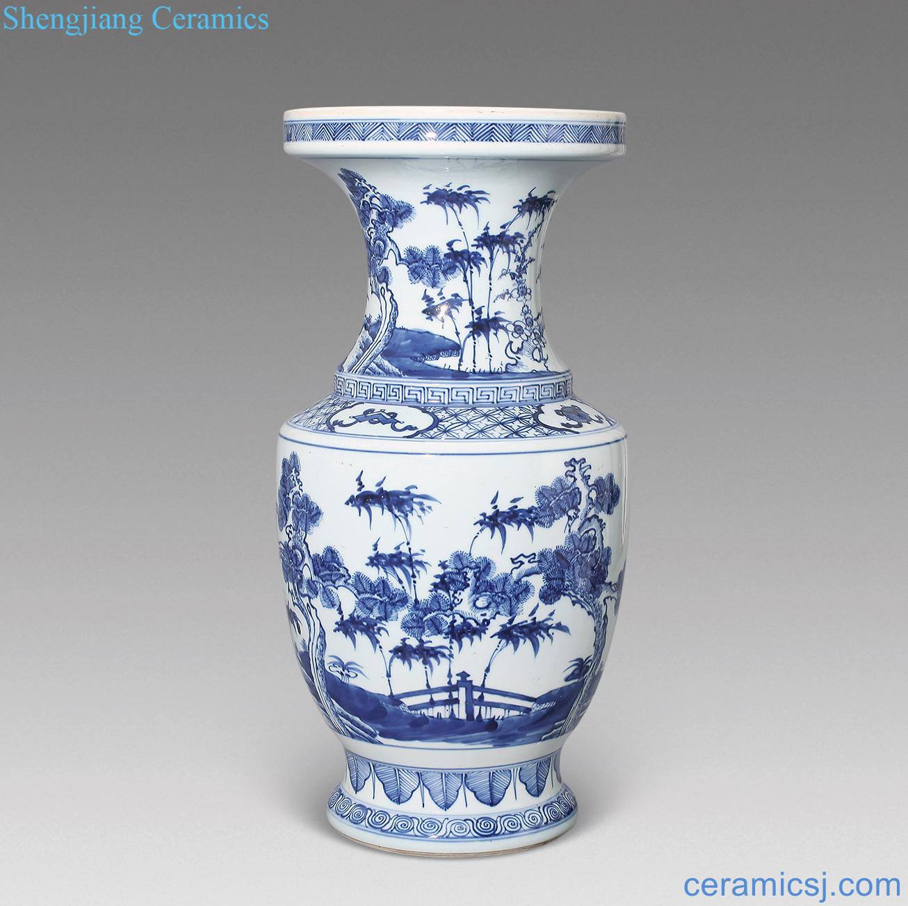 qing Blue and white shochiku mei bottles