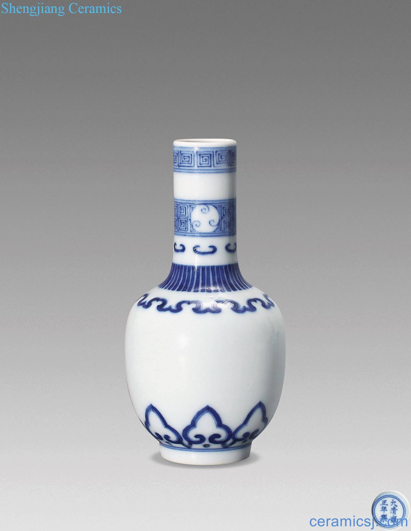 Qing dynasty blue-and-white satisfied grain small bottle