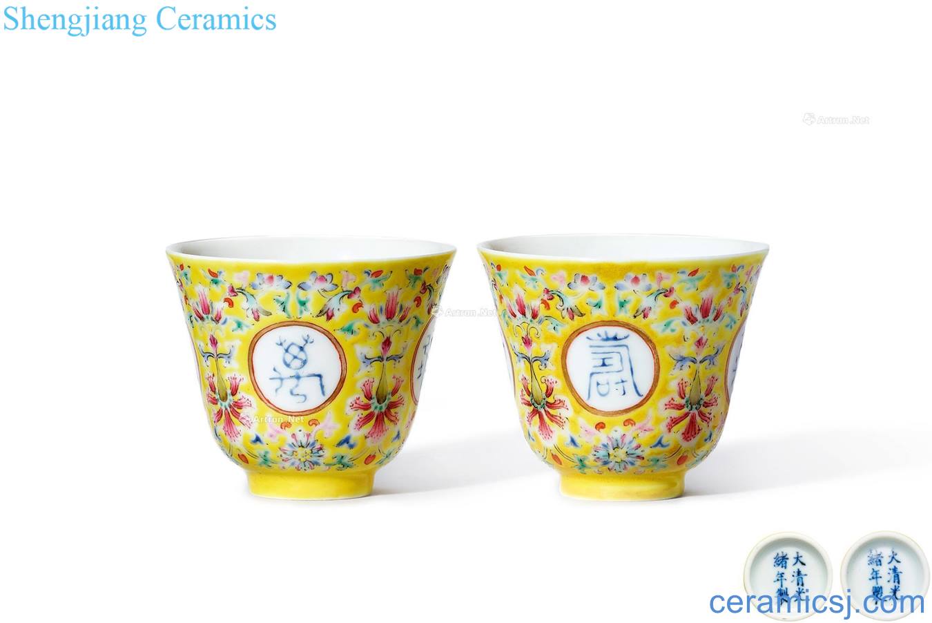 Qing guangxu Yellow to enamel stays in the cup