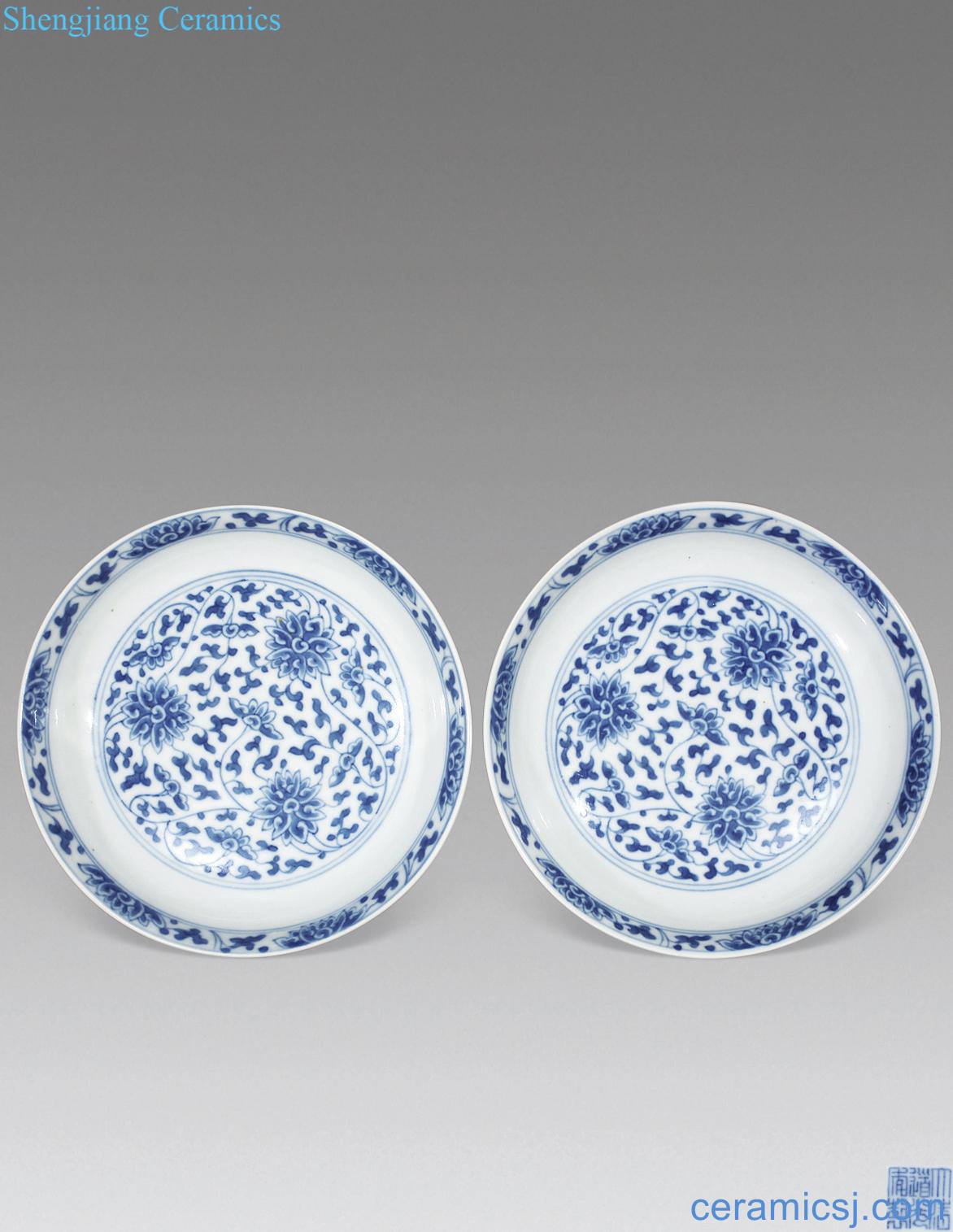 Qing daoguang Blue and white flower plate (a)