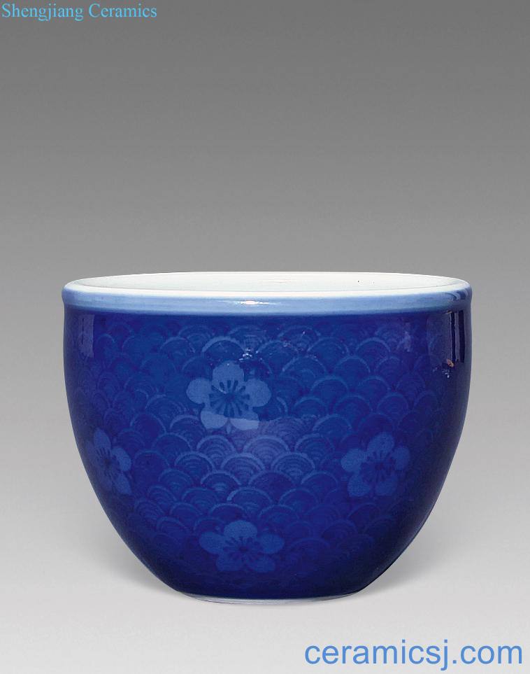 The qing emperor kangxi Blue glaze blue sea small cylinder