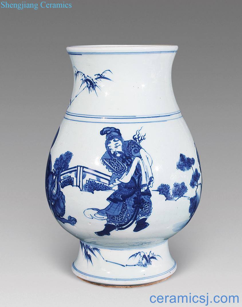 Mid qing Blue and white figure statue
