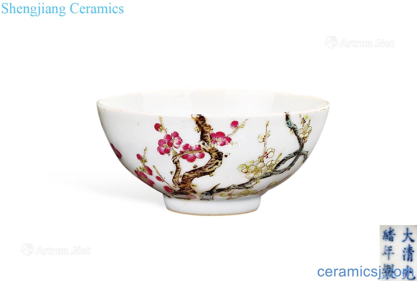 Pastel reign of qing emperor guangxu branch plum flower small cup