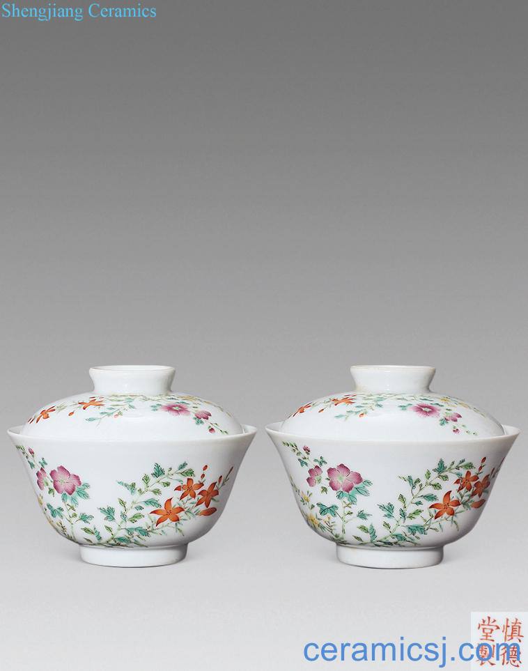 Mid qing pastel flowers tureen (a)
