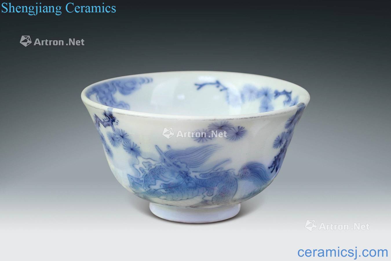 Qing dynasty blue-and-white kylin grain small bowl