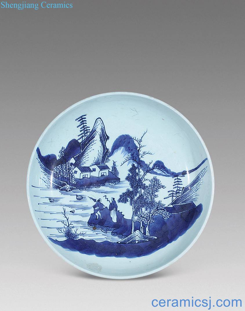 qing Blue and white landscape character