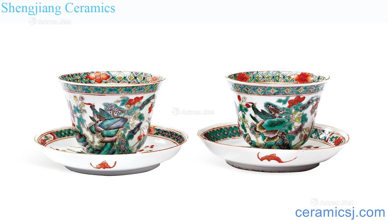 Qing guangxu Colorful flowers and birds grain plates (a set of four)