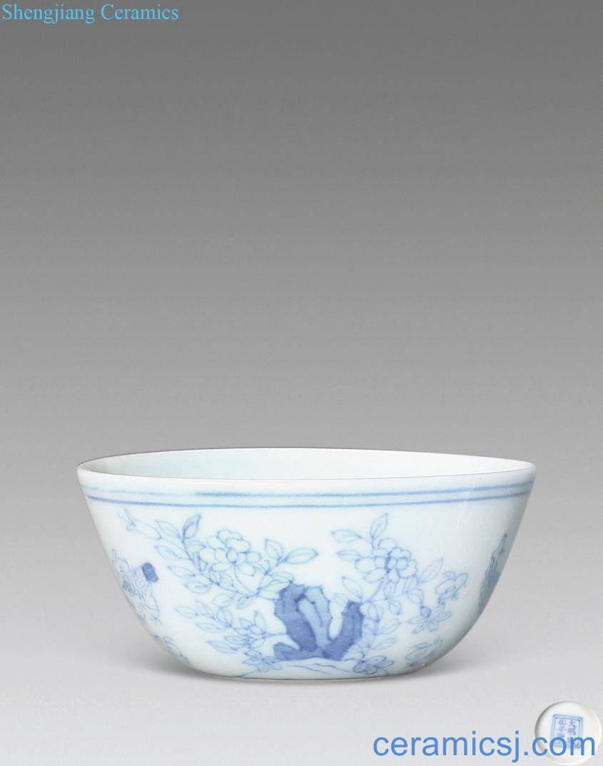 Blue and white chicken qing cylinder cup