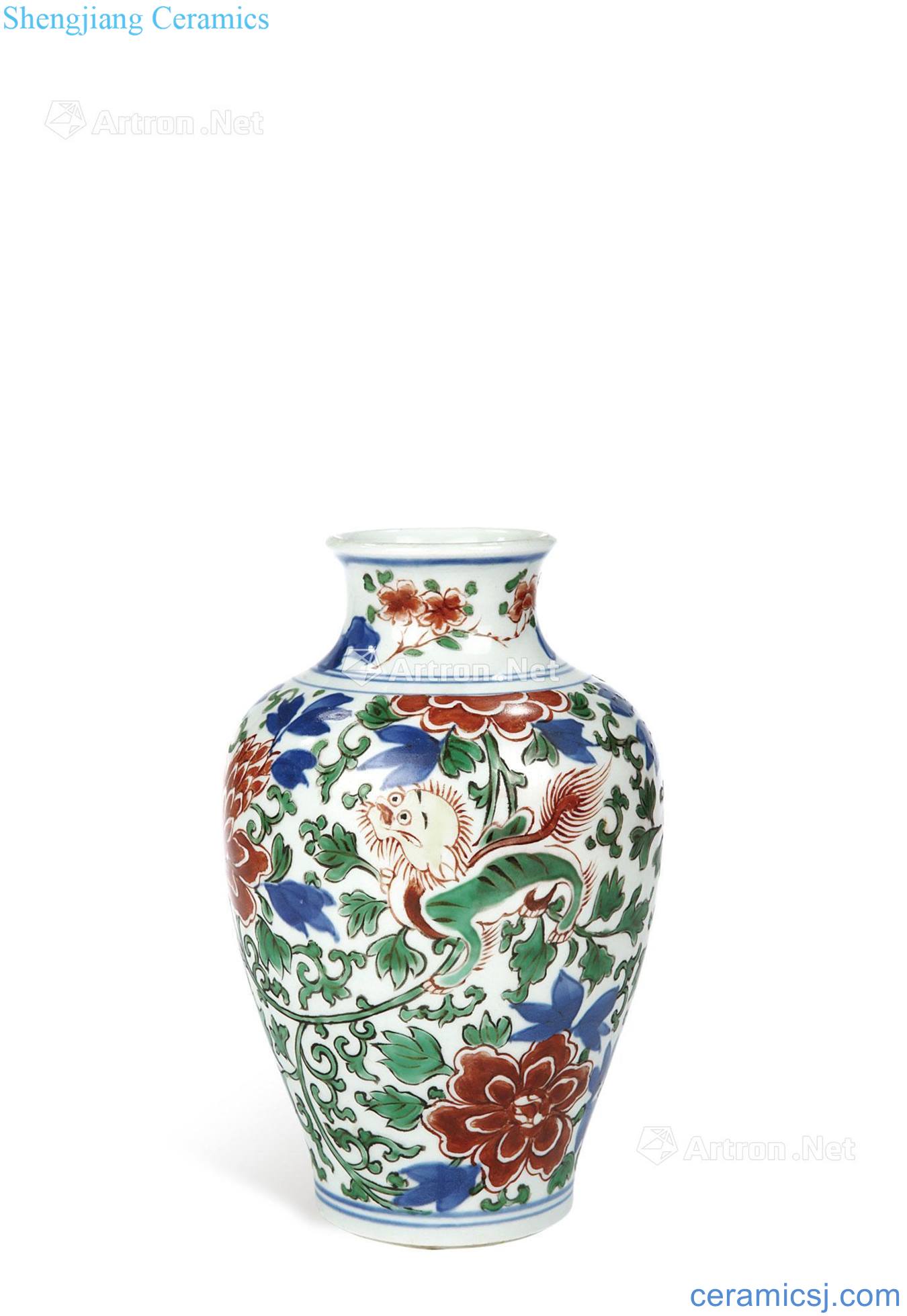 Qing shunzhi Kirin flower grain bottle