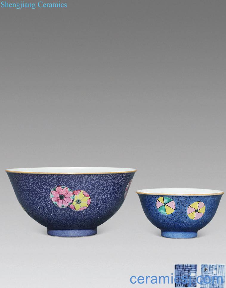 Qing qianlong pastel ball bowl two flowers