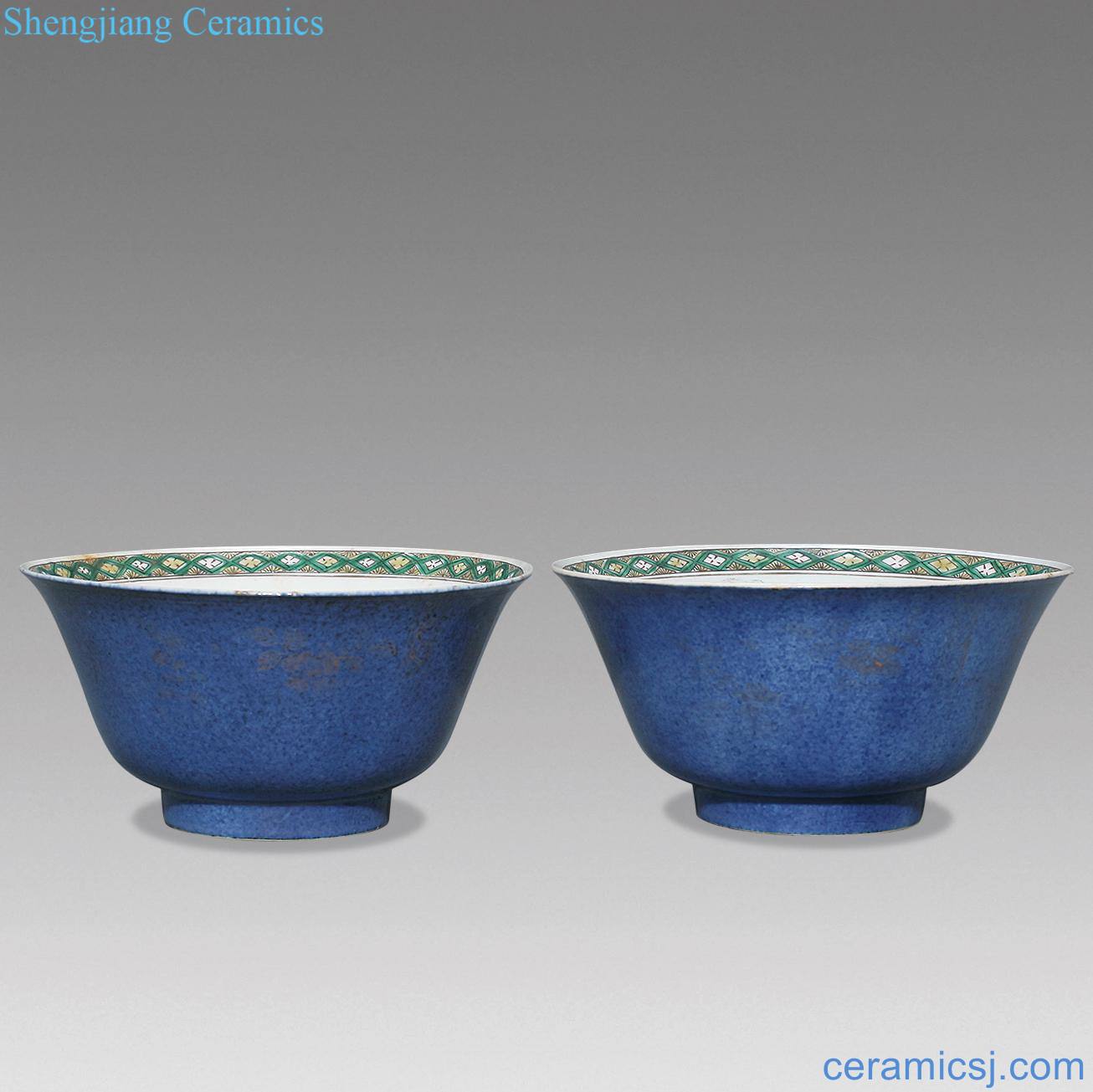 The qing emperor kangxi spilling blue paint colorful flower bowl (a)