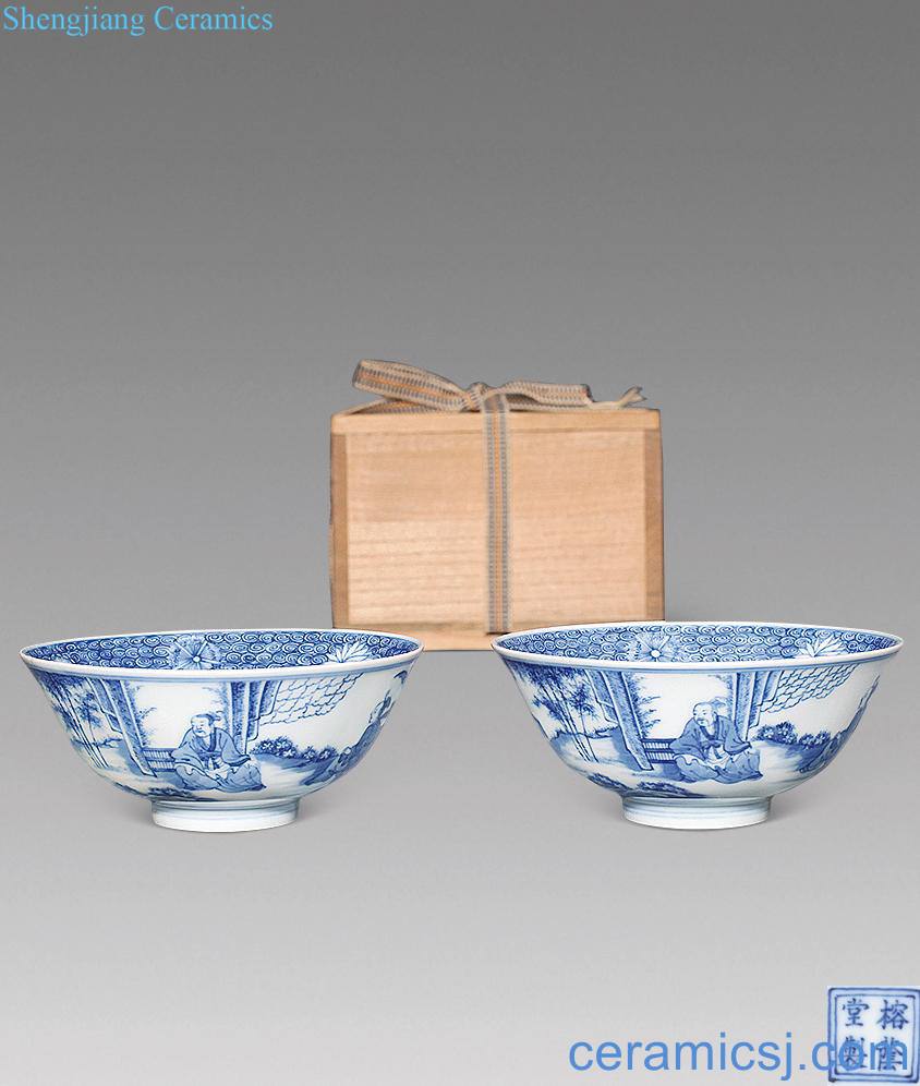 Stories of qing dynasty blue-and-white bowl (a)
