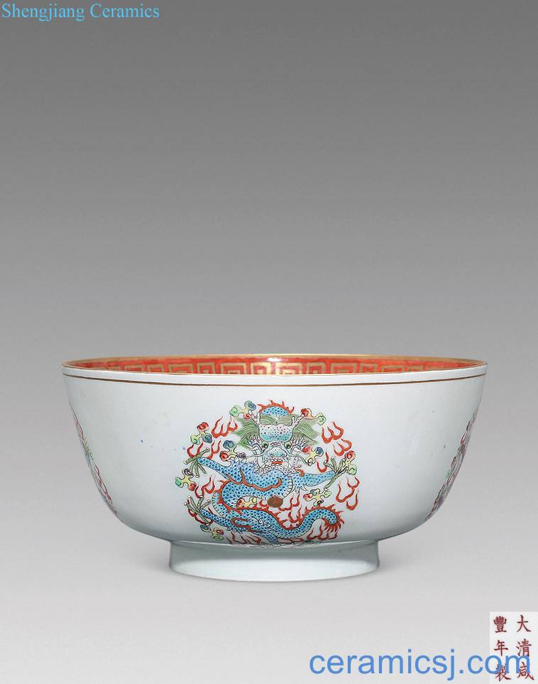 Qing alum red paint powder enamel same bowl