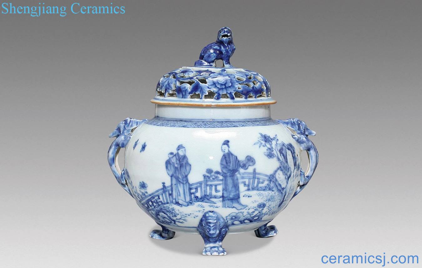 Qing qianlong Blue and white characters aromatherapy