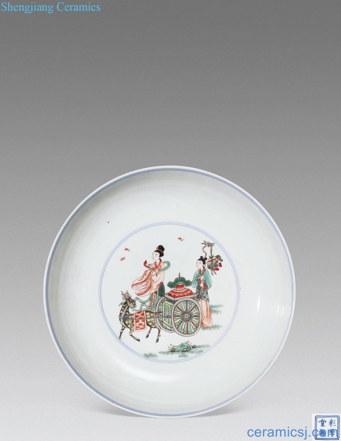Mid qing Colorful mago long-lived plate