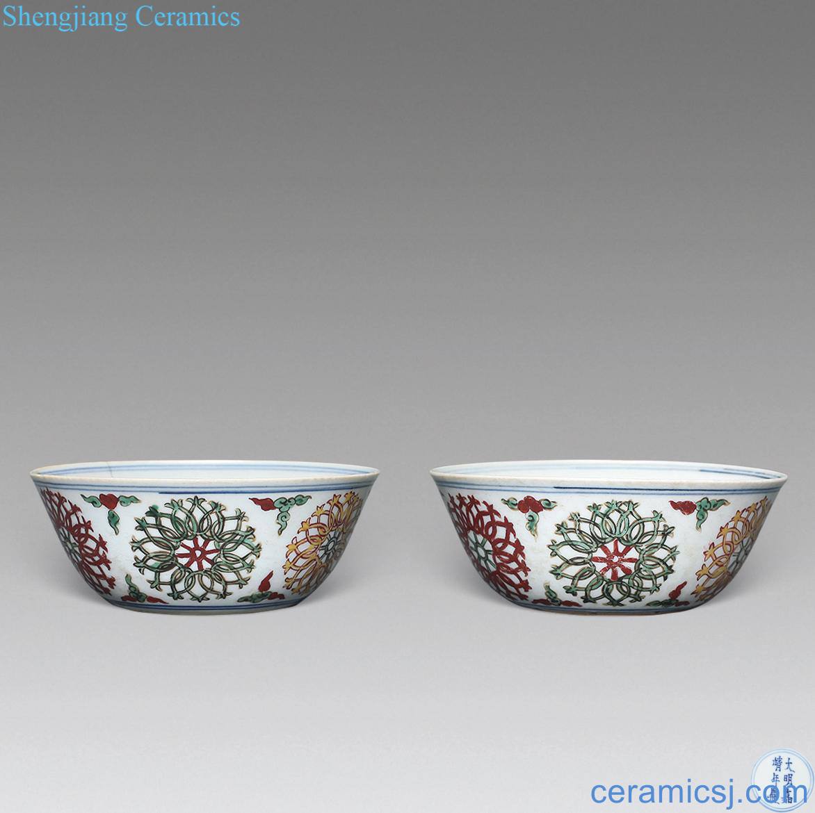 Ming Colorful lie the foot bowl (a)