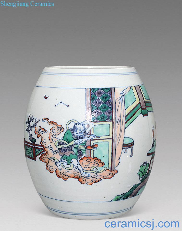 The qing emperor kangxi tank bucket color characters