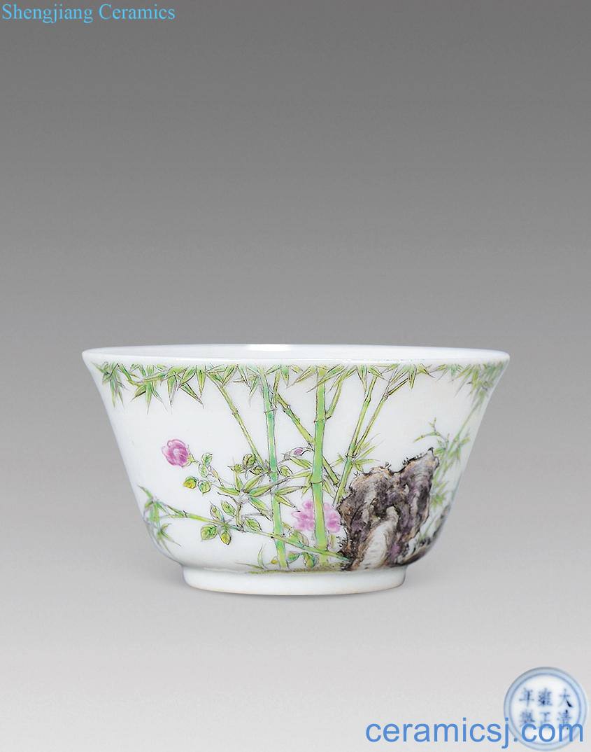 Clear pastel bamboo stone flower cup
