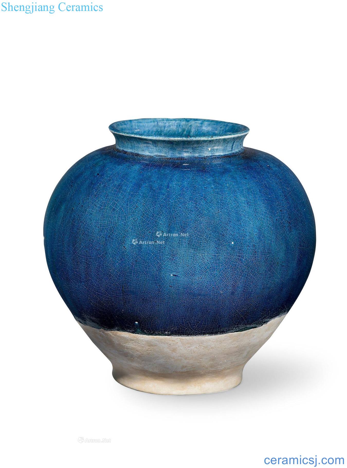 The tang dynasty The blue glaze ten thousand cans