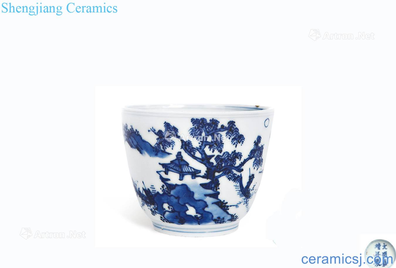 Ming jiajing Blue and white landscape pattern small cup