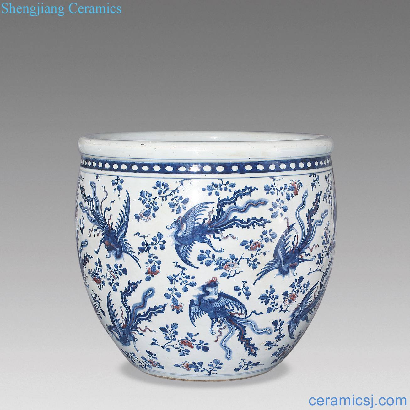 The qing emperor kangxi Blue and white youligong grain cylinder