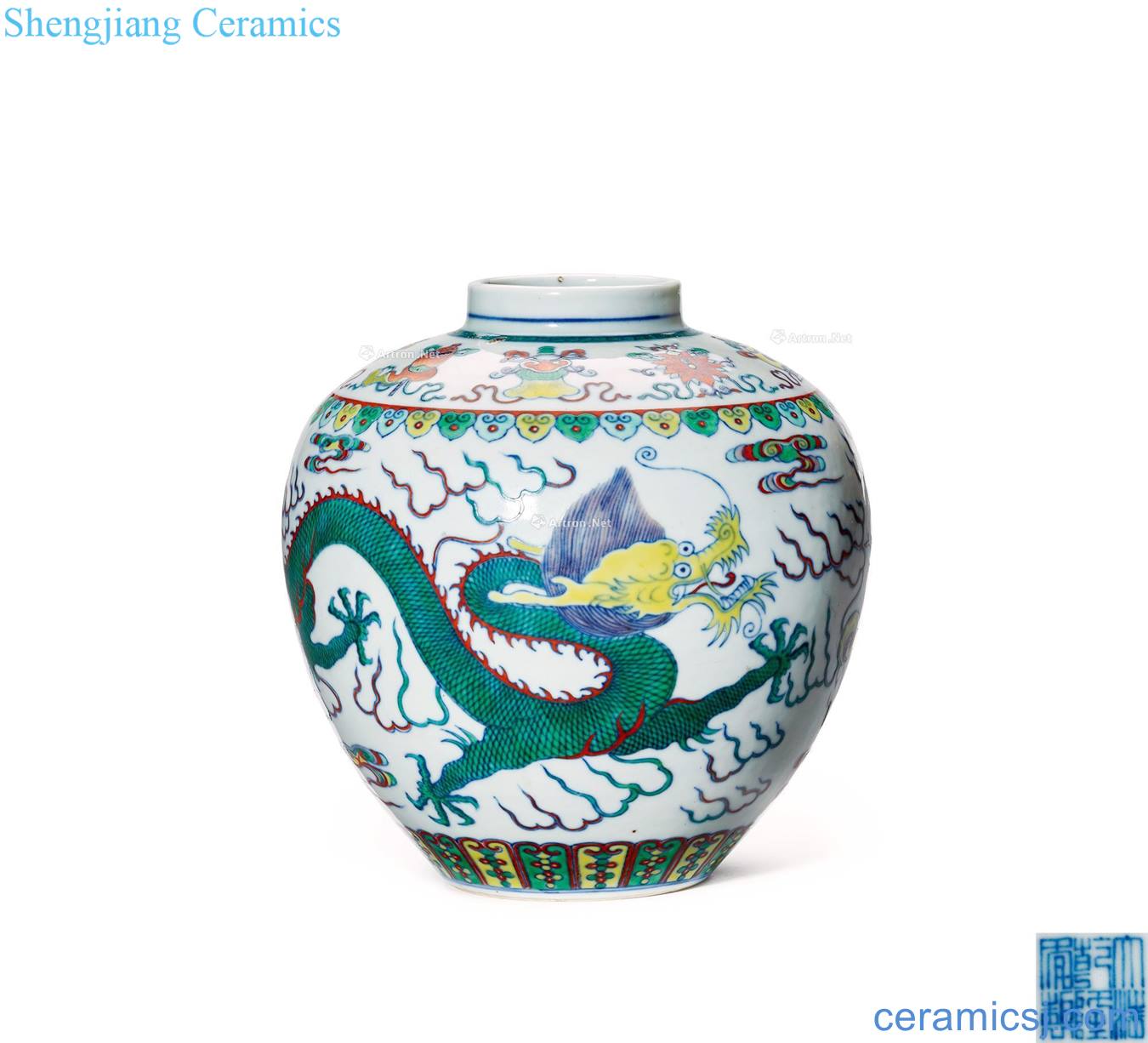 Qing qianlong bucket color sweet longfeng grain tank (imperial)