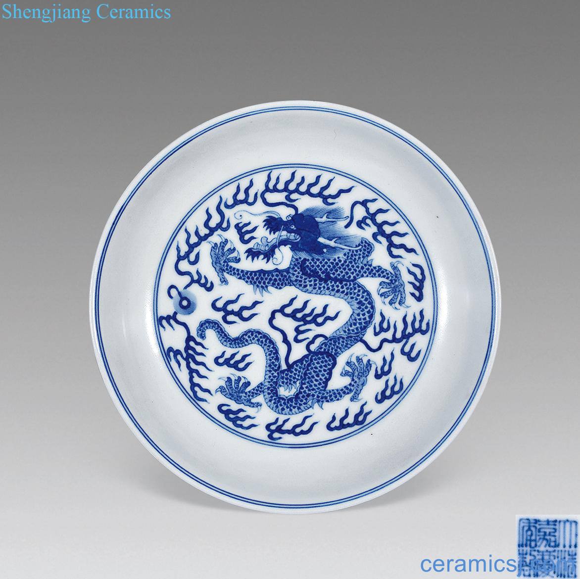 qing Blue and white dragon disc