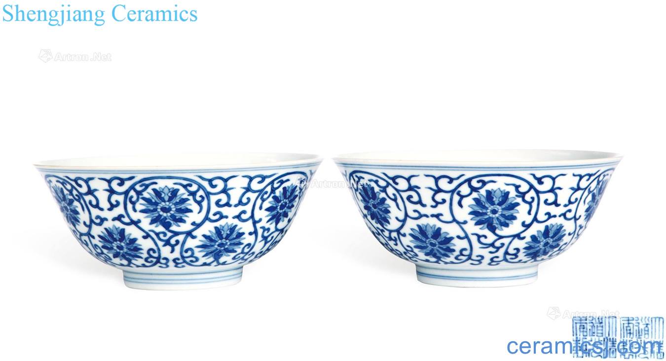 Qing daoguang Blue and white tie up lotus flower bowl (a)