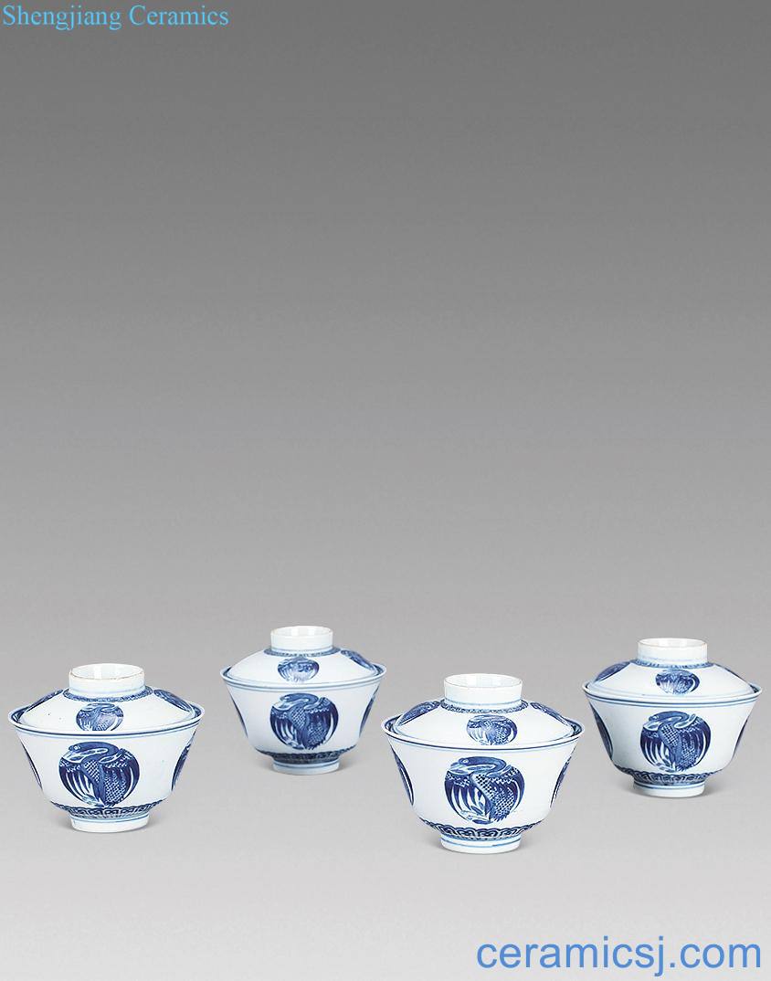 Qing guangxu Blue and white mass of crane bowl (4)