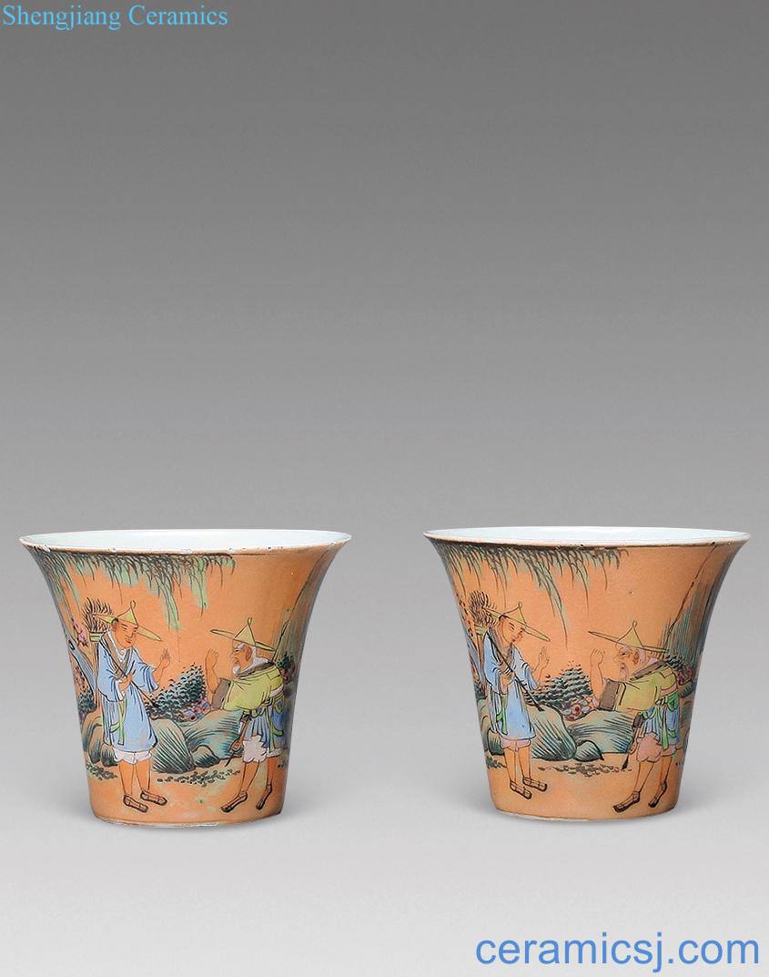 Late qing pastel horseshoe cup (a)